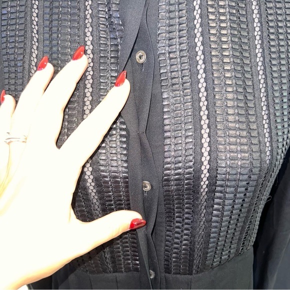 Vince Black Long Sleeve Dress with Textured Detail - Picture 3 of 6